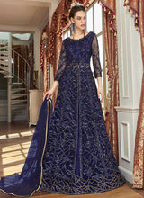 Load image into Gallery viewer, Navy Blue Heavy Embroidered Lehenga/ Pant Style Anarkali fashionandstylish.myshopify.com
