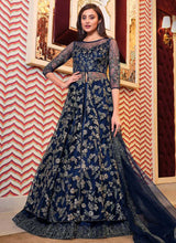 Load image into Gallery viewer, Navy Blue Heavy Embroidered Lehenga Style Anarkali fashionandstylish.myshopify.com