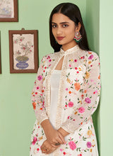 Load image into Gallery viewer, Off-white Embroidered Jacket Style Pant Suit