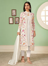 Load image into Gallery viewer, Off-white Embroidered Jacket Style Pant Suit