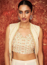 Load image into Gallery viewer, Off White Embroidered Jacket Style Anarkali fashionandstylish.myshopify.com