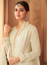 Load image into Gallery viewer, Off White Embroidered Stylish Palazzo Style Suit fashionandstylish.myshopify.com
