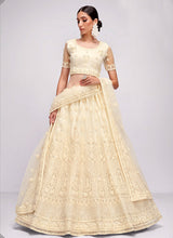 Load image into Gallery viewer, Off White Floral Embroidered Heavy Designer Lehenga Choli