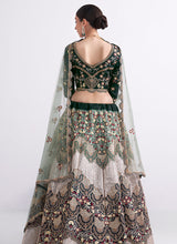 Load image into Gallery viewer, Off White Green Embroidered Heavy Designer Lehenga