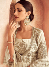 Load image into Gallery viewer, Off White Heavy Embroidered Anarkali Suit