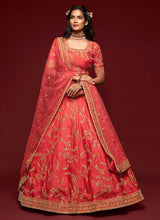 Load image into Gallery viewer, Orange And Gold Silk Embroidered Stylish Lehenga Choli fashionandstylish.myshopify.com