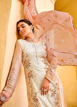 Load image into Gallery viewer, Orange Floral Print Embroidered Straight Pant Suit fashionandstylish.myshopify.com