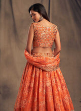 Load image into Gallery viewer, Orange Floral Printed Stylish Embroidered Lehenga Choli fashionandstylish.myshopify.com