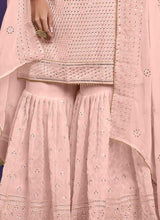 Load image into Gallery viewer, Peach Embroidered Gharara Style Suit fashionandstylish.myshopify.com