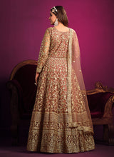 Load image into Gallery viewer, Peach Floral Heavy Embroidered  Anarkali Suit
