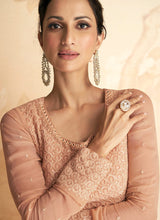 Load image into Gallery viewer, Peach Heavy Embroidered Gown Style Anarkali
