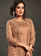 Load image into Gallery viewer, Peach Heavy Embroidered Jacket Style Anarkali Suit fashionandstylish.myshopify.com
