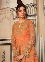 Load image into Gallery viewer, Peach Heavy Embroidered Lehenga Style Anarkali fashionandstylish.myshopify.com