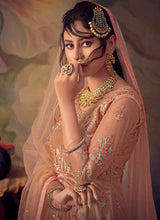 Load image into Gallery viewer, Peach Heavy Embroidered Net Sharara Style Suit fashionandstylish.myshopify.com