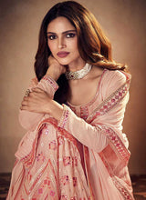 Load image into Gallery viewer, Peach Mirror Embroidered Indo Western Style Lehenga fashionandstylish.myshopify.com