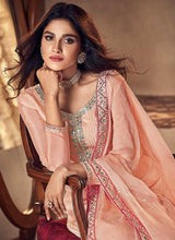 Load image into Gallery viewer, Peach Mirror Embroidered Palazzo Style Suit fashionandstylish.myshopify.com