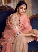 Load image into Gallery viewer, Peach Shade Mirror Embroidered Gharara Style Suit fashionandstylish.myshopify.com