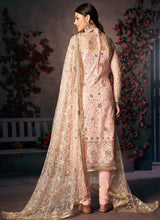 Load image into Gallery viewer, Peach and Gold Heavy Embroidered Pant Style Suit fashionandstylish.myshopify.com