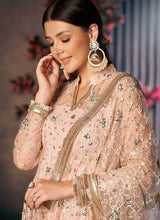 Load image into Gallery viewer, Peach and Gold Heavy Embroidered Pant Style Suit fashionandstylish.myshopify.com