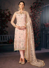 Load image into Gallery viewer, Peach and Gold Heavy Embroidered Pant Style Suit fashionandstylish.myshopify.com