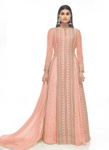 Load image into Gallery viewer, Peach and Gold Mirror Embroidered Indo Western Style Lehenga fashionandstylish.myshopify.com