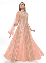 Load image into Gallery viewer, Peach and Gold Mirror Embroidered Indo Western Style Lehenga fashionandstylish.myshopify.com