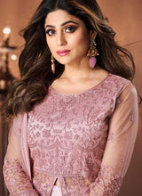 Load image into Gallery viewer, Pearl Pink Floral Embroidered Lehenga Style Anarkali fashionandstylish.myshopify.com