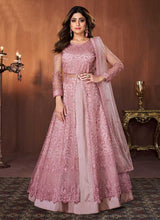 Load image into Gallery viewer, Pearl Pink Floral Embroidered Lehenga Style Anarkali fashionandstylish.myshopify.com