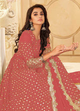 Load image into Gallery viewer, Pink And Gold Mirror Embroidered Kalidar Gown Style Anarkali fashionandstylish.myshopify.com