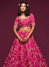 Load image into Gallery viewer, Pink And Gold Silk Embroidered Stylish Lehenga Choli fashionandstylish.myshopify.com