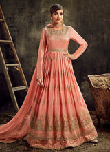 Load image into Gallery viewer, Pink Embroidered Kalidar Anarkali Style Suit fashionandstylish.myshopify.com