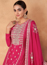 Load image into Gallery viewer, Pink Embroidered Sharara Style Suit