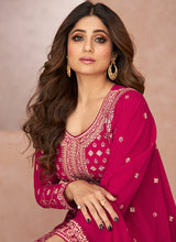 Load image into Gallery viewer, Pink Embroidered Sharara Style Suit