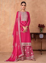 Load image into Gallery viewer, Pink Embroidered Sharara Style Suit