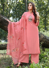 Load image into Gallery viewer, Pink Embroidered Straight Pant Style Suit fashionandstylish.myshopify.com