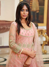 Load image into Gallery viewer, Pink Floral Designer Embroidered Kalidar Anarkali fashionandstylish.myshopify.com