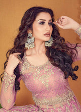 Load image into Gallery viewer, Pink Floral Embroidered Designer Lehenga Style Anarkali fashionandstylish.myshopify.com