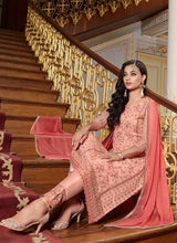 Load image into Gallery viewer, Pink Floral Embroidered Straight Pant Style Suit fashionandstylish.myshopify.com
