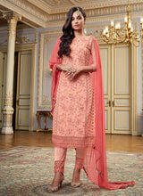 Load image into Gallery viewer, Pink Floral Embroidered Straight Pant Style Suit fashionandstylish.myshopify.com