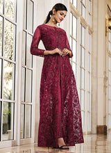 Load image into Gallery viewer, Pink Floral Embroidered Stylish Lehenga/ Pant Style Anarkali fashionandstylish.myshopify.com
