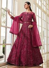 Load image into Gallery viewer, Pink Floral Embroidered Stylish Lehenga/ Pant Style Anarkali fashionandstylish.myshopify.com