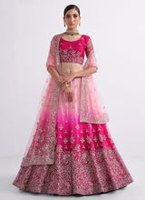Load image into Gallery viewer, Pink Floral Shaded Embroidered Heavy Designer Lehenga