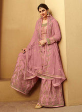Load image into Gallery viewer, Pink Heavy Embroidered Designer Palazzo Style Suit fashionandstylish.myshopify.com