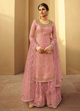 Load image into Gallery viewer, Pink Heavy Embroidered Designer Palazzo Style Suit fashionandstylish.myshopify.com