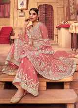 Load image into Gallery viewer, Pink Heavy Embroidered Designer Sharara Style Suit fashionandstylish.myshopify.com