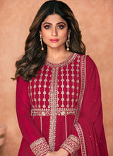 Load image into Gallery viewer, Pink Heavy Embroidered Slit Style Anarkali Lehenga fashionandstylish.myshopify.com