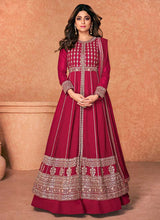 Load image into Gallery viewer, Pink Heavy Embroidered Slit Style Anarkali Lehenga fashionandstylish.myshopify.com