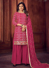 Load image into Gallery viewer, Pink Mirror Embroidered Sharara Style Suit fashionandstylish.myshopify.com