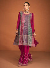Load image into Gallery viewer, Pink Multicolor Embroidered Sharara Style Suit