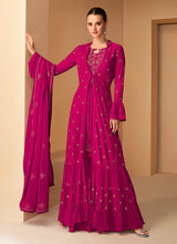 Load image into Gallery viewer, Pink Sequins Embroidered Jacket Style Designer Suit